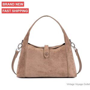 Suede Hobo Bag in Taupe